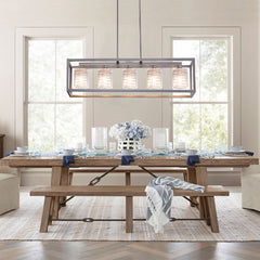 5 - Light Crystal Kitchen Island Linear Pendant 10015AS