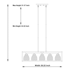 5 - Light Kitchen Island Chandelier 10015AS-CB05