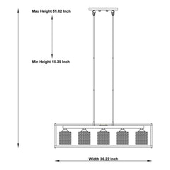 5 - Light Crystal Kitchen Island Linear Pendant 10015AS