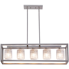 5 - Light Crystal Kitchen Island Linear Pendant 10015AS