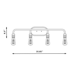 4 - Light Dimmable Vanity Light 10504BK-BD