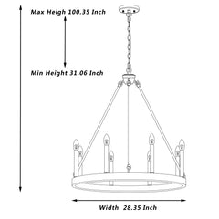 8 - Light Wagon Wheel Candle Style Chandelier 10518BK-BD