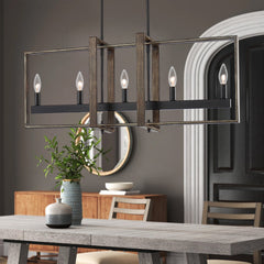 5-Light Kitchen Island Linear Pendant 10526DW-BK