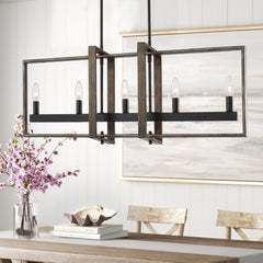 5-Light Kitchen Island Linear Pendant 10526DW-BK