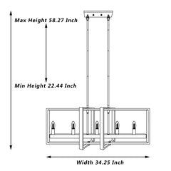 5-Light Kitchen Island Linear Pendant 10526DW-BK