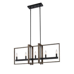 5-Light Kitchen Island Linear Pendant 10526DW-BK