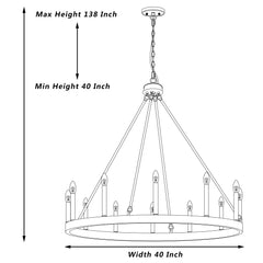 12 - Light Candle Style Wagon Wheel Chandelier 10552-CW-BK