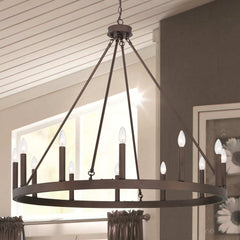 12 - Light Candle Style Wagon Wheel Chandelier 10552-ORB