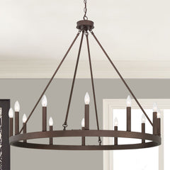 12 - Light Candle Style Wagon Wheel Chandelier 10552-ORB