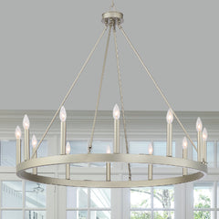 12 - Light Candle Style Wagon Wheel Chandelier 10552AS