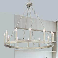 12 - Light Candle Style Wagon Wheel Chandelier 10552AS