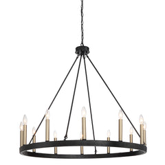 12 - Light Candle Style Wagon Wheel Chandelier 10552BK-BD