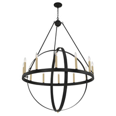 12 - Light Geometric Candle Style Wagon Wheel Chandelier 10552CR-BK-BD