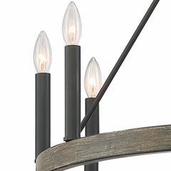 12 - Light Candle Style Wagon Wheel Chandelier 10552DW-BK