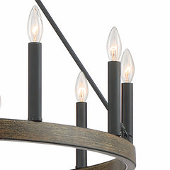 12 - Light Candle Style Wagon Wheel Chandelier 10552DW-BK