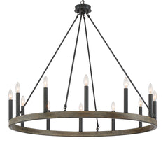 12 - Light Candle Style Wagon Wheel Chandelier 10552DW-BK