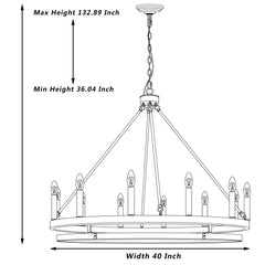 12 - Light Candle Style Wagon Wheel Chandelier 10552TW-BK-BD