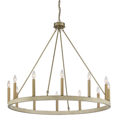 12 - Light Candle Style Wagon Wheel Chandelier 10552WO-BD