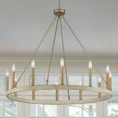 12 - Light Candle Style Wagon Wheel Chandelier 10552WO-BD