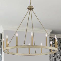 12 - Light Candle Style Wagon Wheel Chandelier 10552WO-BD