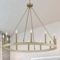 12 - Light Candle Style Wagon Wheel Chandelier 10552WO-BD