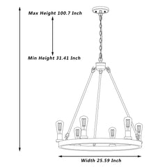 6 - Light Wagon Wheel Candle Style  Chandelier 10556BK-BD