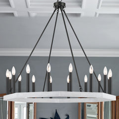 16 - Light Candle Style Wagon Wheel Chandelier 10586-CW-BK