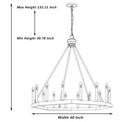 16 - Light Candle Style Wagon Wheel Chandelier 10586-CW-BK