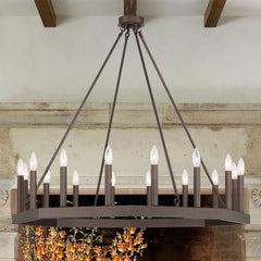 16 - Light Candle Style Wagon Wheel Chandelier 10586-ORB