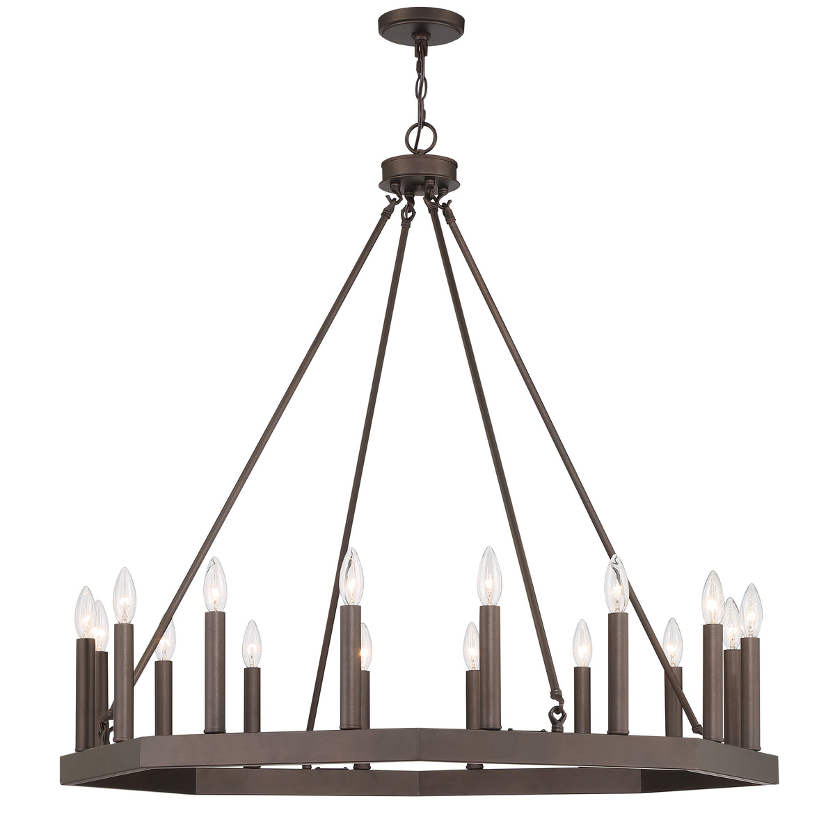 16 - Light Candle Style Wagon Wheel Chandelier 10586-ORB