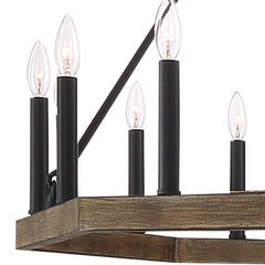 16 - Light Candle Style Wagon Wheel Chandelier 10586DW-BK