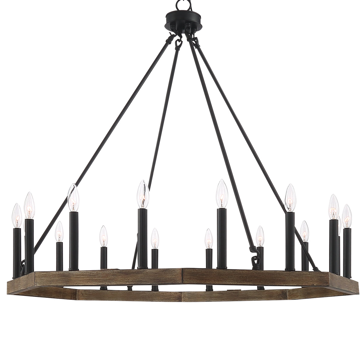 16 - Light Candle Style Wagon Wheel Chandelier 10586DW-BK