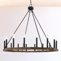 16 - Light Candle Style Wagon Wheel Chandelier 10586DW-BK