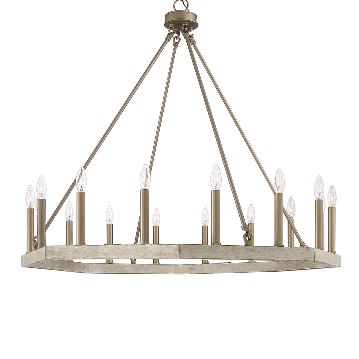 16 - Light Candle Style Wagon Wheel Chandelier 10586WO-BD