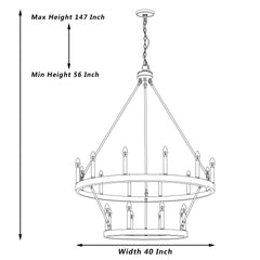 20 - Light Wagon Wheel Candle Style Chandelier 10588-CW-BK