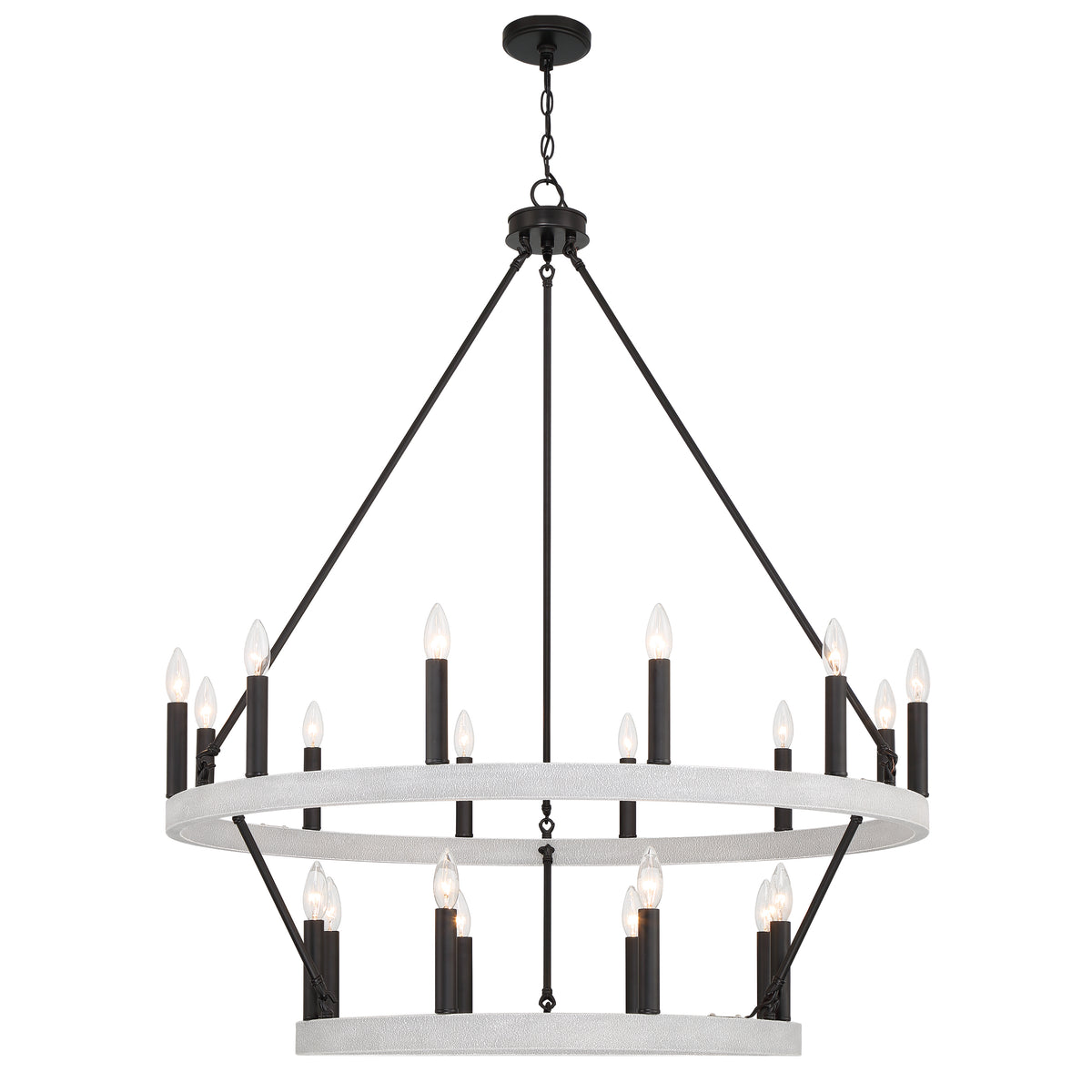 20 - Light Wagon Wheel Candle Style Chandelier 10588-CW-BK