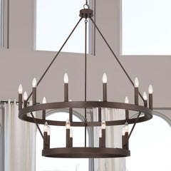 20 - Light Wagon Wheel Candle Style Chandelier 10588-ORB