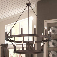 20 - Light Wagon Wheel Candle Style Chandelier 10588-ORB