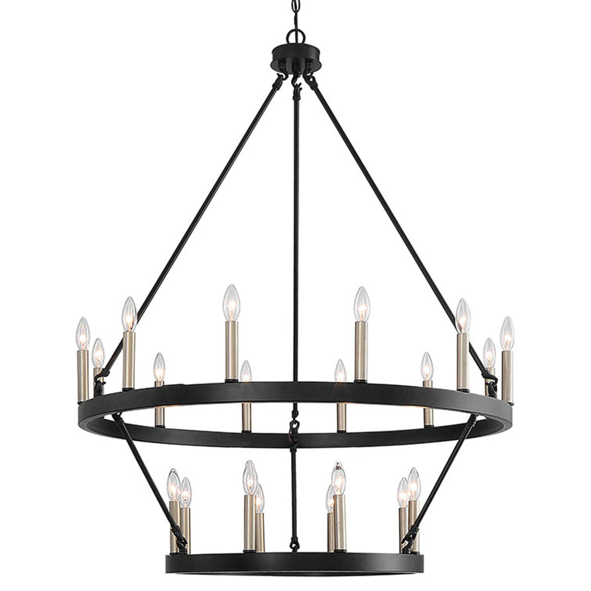 20 - Light Wagon Wheel Candle Style Chandelier 10588BK-BD