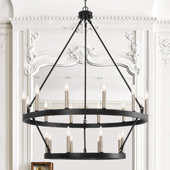 20 - Light Wagon Wheel Candle Style Chandelier 10588BK-BD