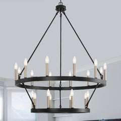 20 - Light Wagon Wheel Candle Style Chandelier 10588BK-BD