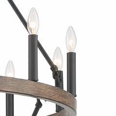 20 - Light Wagon Wheel Candle Style Chandelier 10588DW-BK