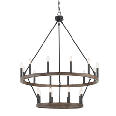 20 - Light Wagon Wheel Candle Style Chandelier 10588DW-BK