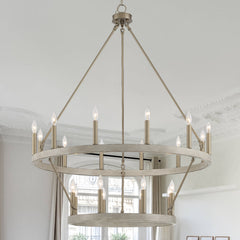 20 - Light Wagon Wheel Candle Style Chandelier 10588WO-BD