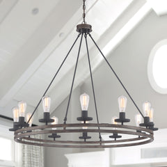 12 Light Candle Style Wagon Wheel Chandelier 10596DW-AZ