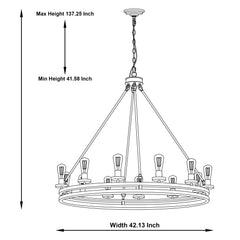 12 Light Candle Style Wagon Wheel Chandelier 10596DW-AZ