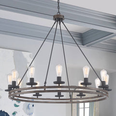 12 Light Candle Style Wagon Wheel Chandelier 10596DW-AZ