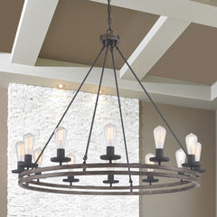 12 Light Candle Style Wagon Wheel Chandelier 10596DW-AZ