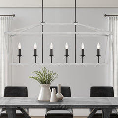 6 - Light Kitchen Island Linear Pendant 12036-CW-BK