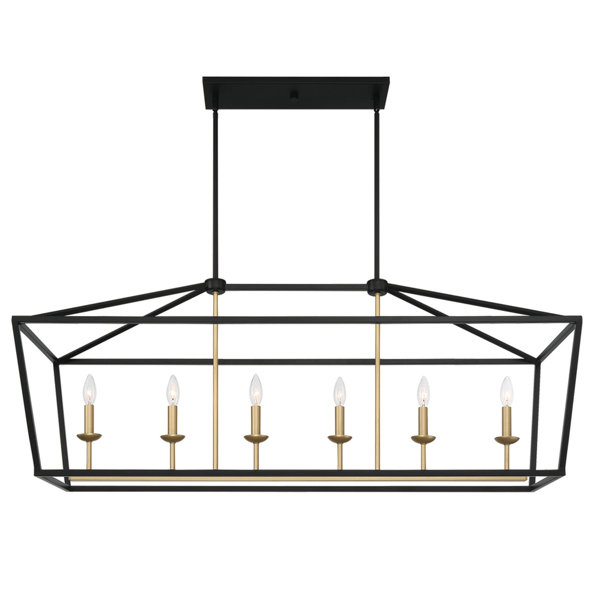 6 - Light Kitchen Island Linear Pendant 12036BK-BD